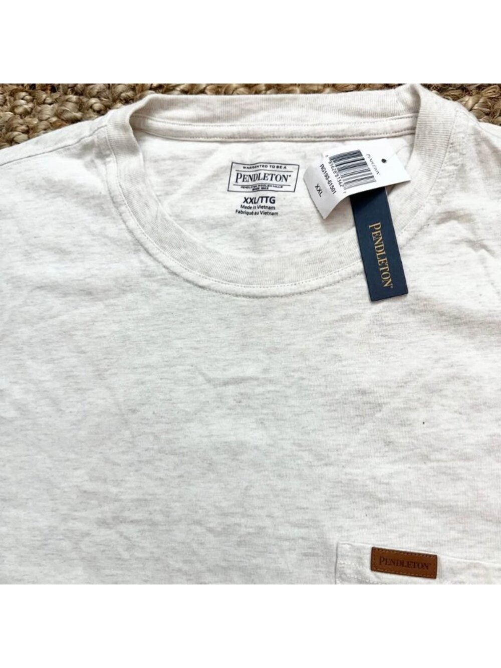 New Pendleton Mens Long Sleeve Pocket T-Shirt Cream Beige Size XXL